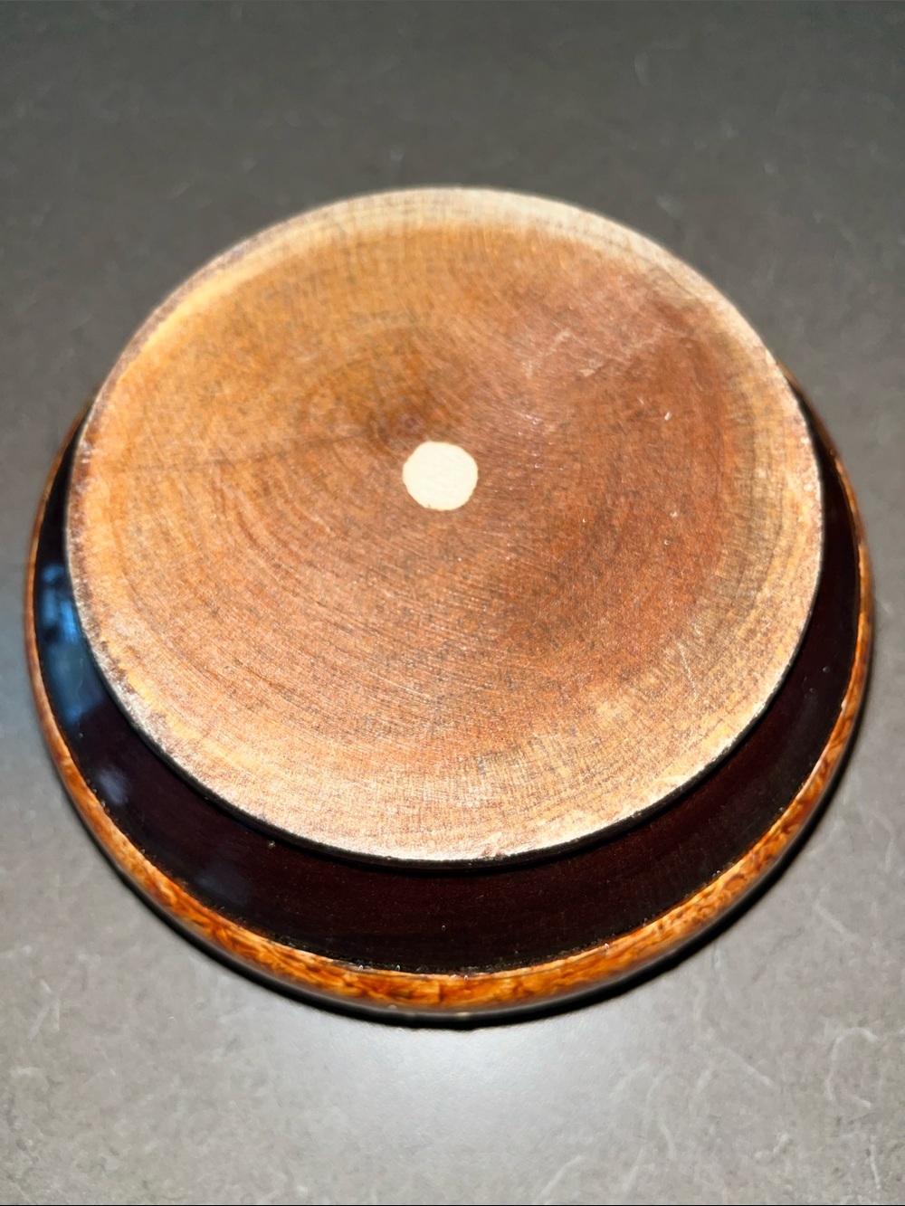 Handcrafted Round Wood Jar with Lid - Brown & Black 5-6” - Picture 3 of 4